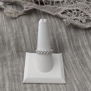 Elegant Sterling Silver Women's Ring With White Topaz Stones